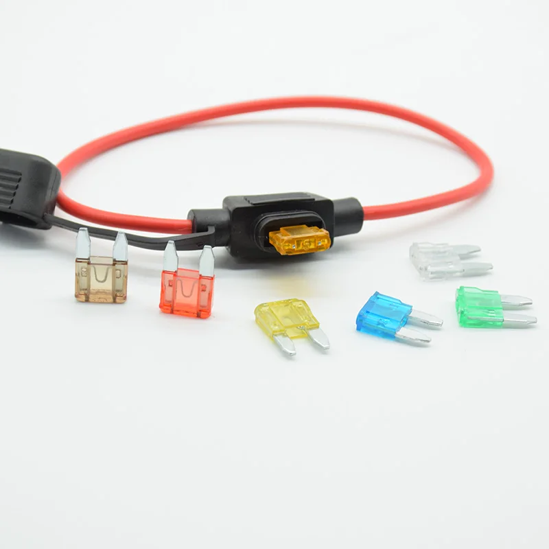 Mini Waterproof Power Socket Small Blade Type inline InLine Fuse Holders with 5/7.5/10/15/20/25/30A Fuse auto Car Replacement