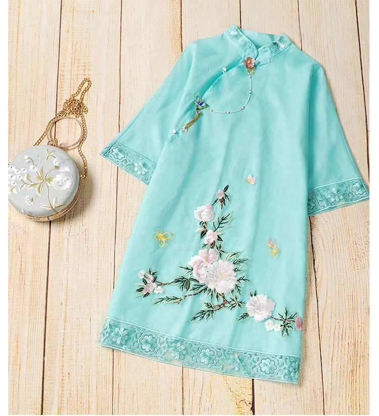 Классическая вышивка Элегантный Cheongsam стиль шелковое платье куртки