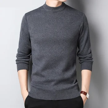 

Men round neck long sleeve Knit sweater fashion solid color thick warm Clothes Male winter sweaters 1080