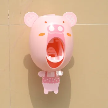 

Cartoon Toothpaste Dispenser Strong Suction Sucker Bathroom Accessories Set Toothbrush Holder Automatic Tooth Brush Holder Child