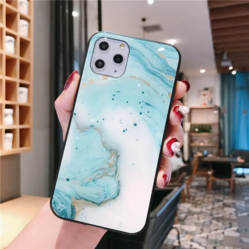 Цветной край мраморный стеклянный корпус, подходит для Iphone 11pro max/8 plus/Xs iPhone оболочка ощущается гладкой и имеет отличный опыт