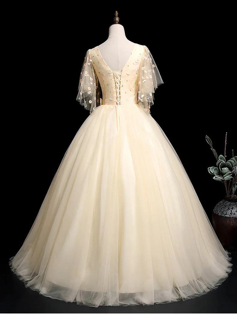 Платья с короткими рукавами, v-образным вырезом, яркого цвета, Robe De Soiree Vestidos De 15 Anos Quinceanera Dress Quinceanera-mekko