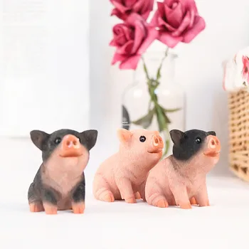

2" Simulation Animal Chinese Zodia Sitting Pig Creative Home Decor Christmas Present Resin Action Figure Toy BOX 6CM X346