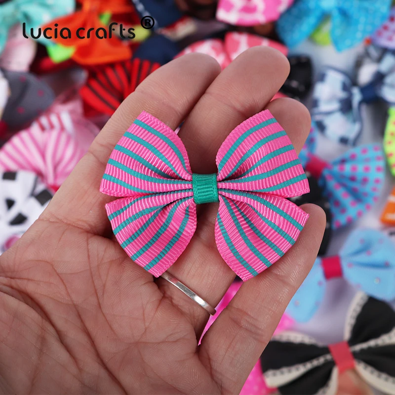 20pcs Approx 40*60mm Random Mixed Bows Appliques DIY Bowknot Craft Headwear Christmas Decor Sewing Garment Accessories B0214