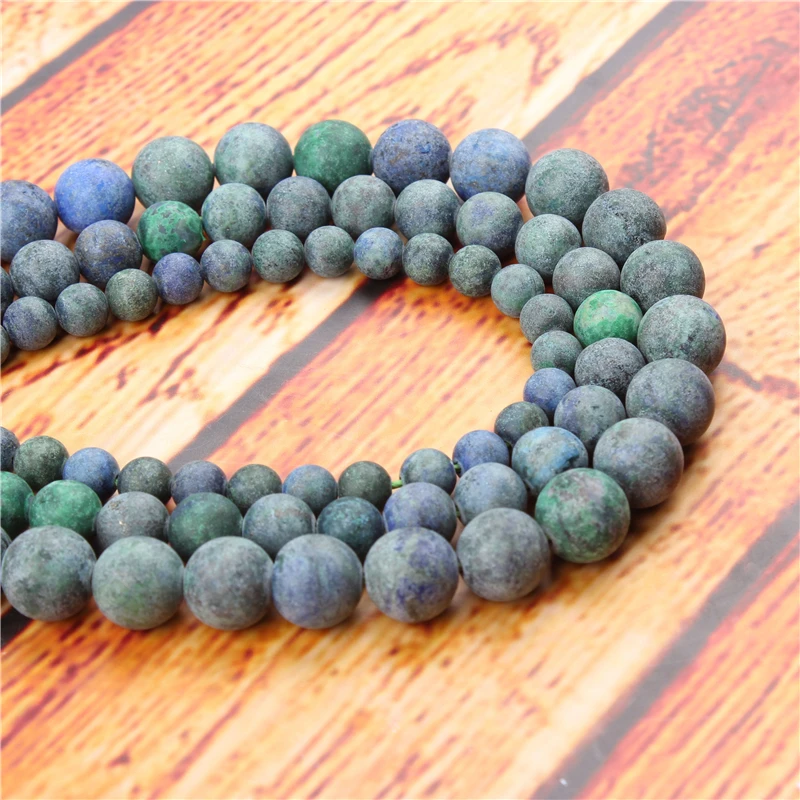 

Frosted Phoenix Green Natural Stone Bead Round Loose Spaced Beads 15 Inch Strand 4/6/8/10/12mm For Jewelry Making DIY Bracelet