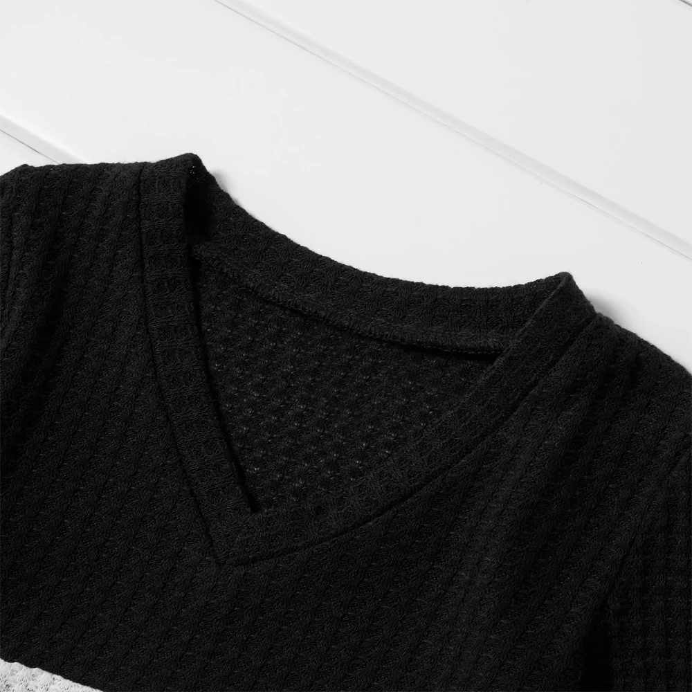 NASHAKAITE Mommy and me clothes Casual Stitching Button Sweaters Autumn Women Cardigans Girl Tops Matching Family Outfits