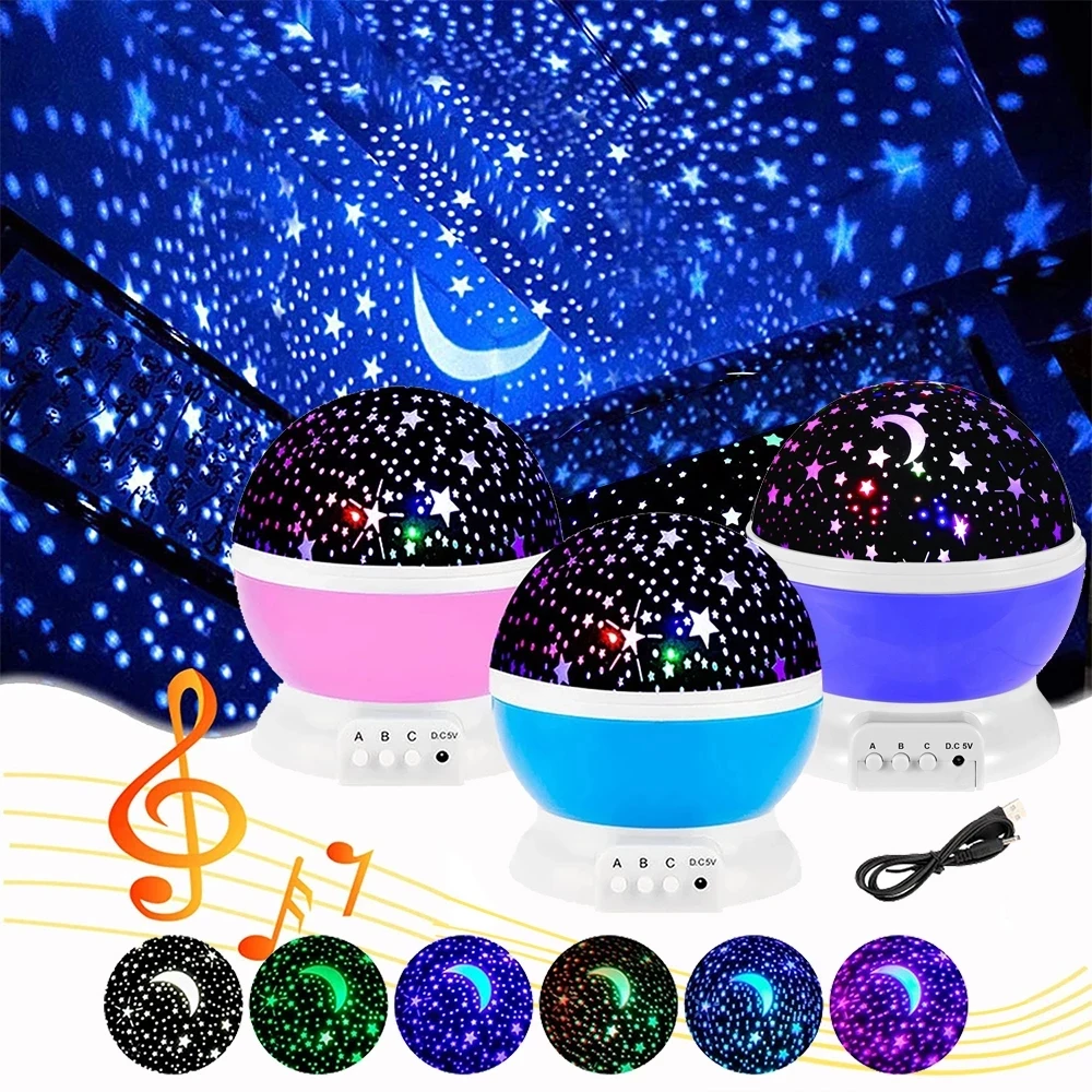 Night Star Moon Sky Starry Projector LED Light Lamp Kids Baby Bedroom
