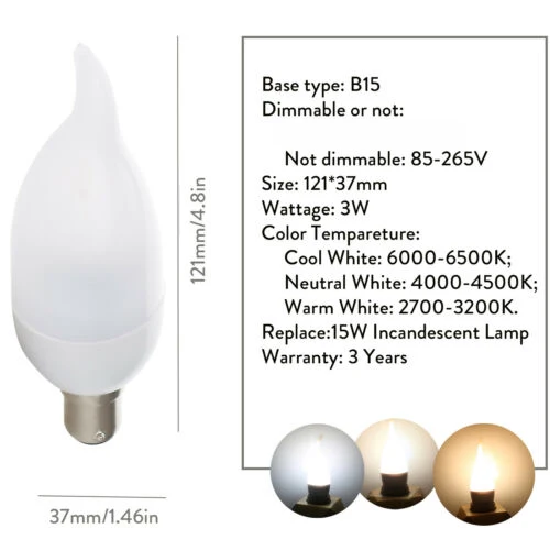 10x светодиодный Люстра-пламя лампы 3 Вт E12 E14 B22 E27 свеча 2835 SMD Velas Decorativas Домашнее освещение Замена 25 Вт галогенные лампы - Испускаемый цвет: B15