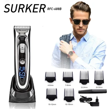 

Men's Professional Hair Clipper Beard Trimmer Razor Led Display Rechargeable Cordless Hair Trimmer Ceramic Blade With 7 Combs