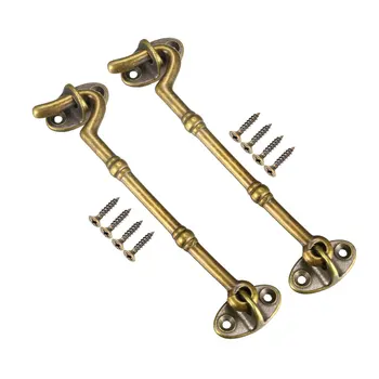 

uxcell Cabin Hooks Eye Latch Door Gate Swivel Window Brass Hook with Mounting Screws Antique Bronze Gold Bronze 4.7inch 2pcs