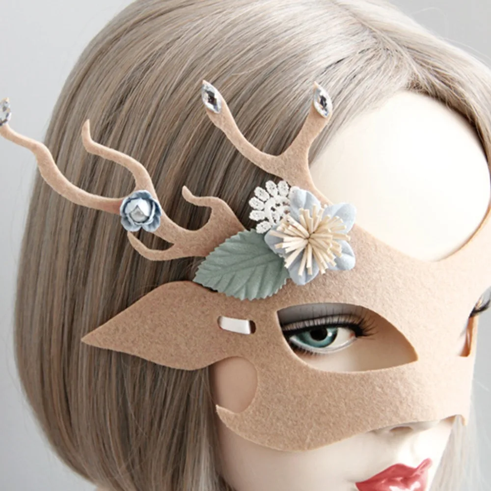 Christmas Mask Costume Party Antler Half Face Animal Mask       Unisex  (5)