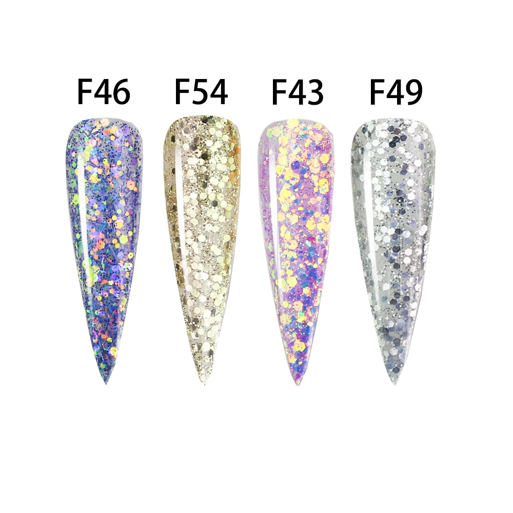 LOVCARRIE Acrylic Powder Professional Nail System Dust Gold Silver Purple Mix Glitter Acrylics Powder 10ML Nail Extension Design 3