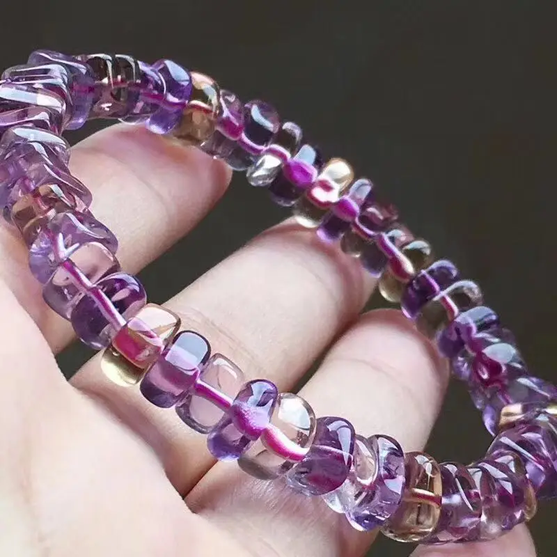 

Top Quality Natural Ametrine Quartz Yellow Purple One Bracelet Women Lady AAAAA Gift Charms 7mm Gemstone Crystal Bracelets