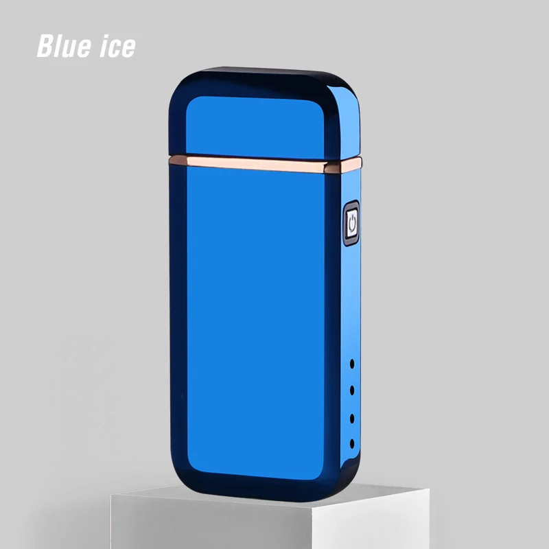 Ice Blue Новая Вращающаяся дуговая зажигалка, Вращающаяся USB электрическая плазменная зажигалка с фонариком, ветрозащитная Электронная зажигалка для мужчин, подарки - Цвет: Ice Blue