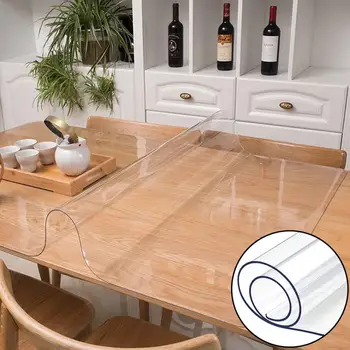 

1mm Transparent Table Cover Waterproof PVC Non-slip Tablecloth Protector Durable Kitchen Supplies Protect Desktops