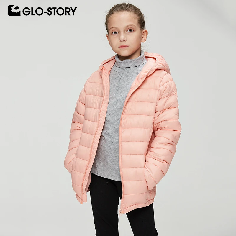 

GLO-STORY Children Girls' Basic Lightweight Hooded Jacket Coats Kids 2019 New Casual Streetwear Thin Padded Tops GMA-9656