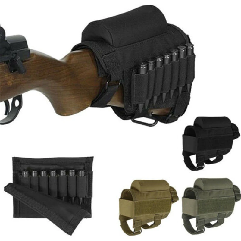 

Outdoor Hunting Tactical Buttstock Rifle Cheek Rest Pouch Adjustable Bullet Holder Carrier Nylon Ammo Cartridges Bracket Bag