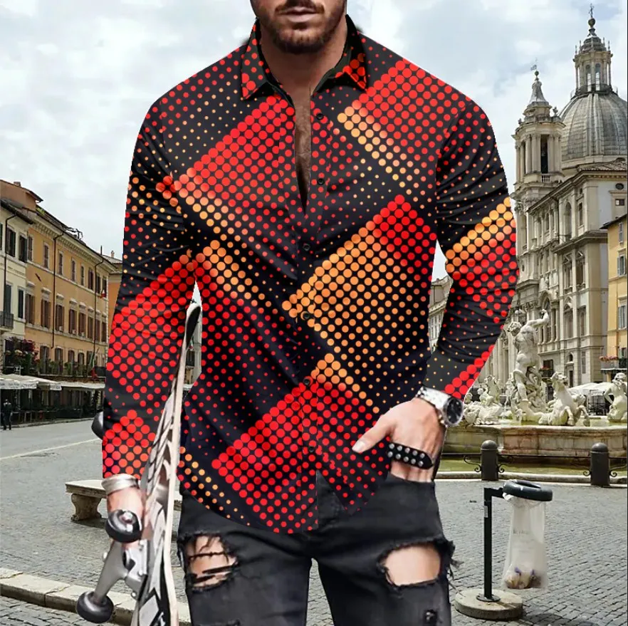 2022 Spring Men's Shirt For Men Clothing Male Blouse Autumn Hawaiian Long Sleeve Cardigan Blouses Button Up Luxury Man Wholesale | Мужская