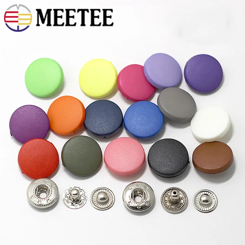 Meetee 50set 12/15/18/20/23mm Plastic Snap Buttons Round Invisible Stud Fastener Button for Uniform DIY Garment Sewing Buckle