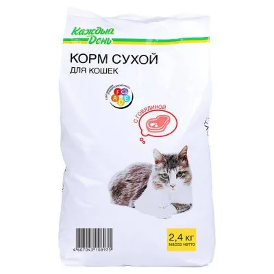 Корм для кошек с говядиной «Каждый день», 2.4 кг