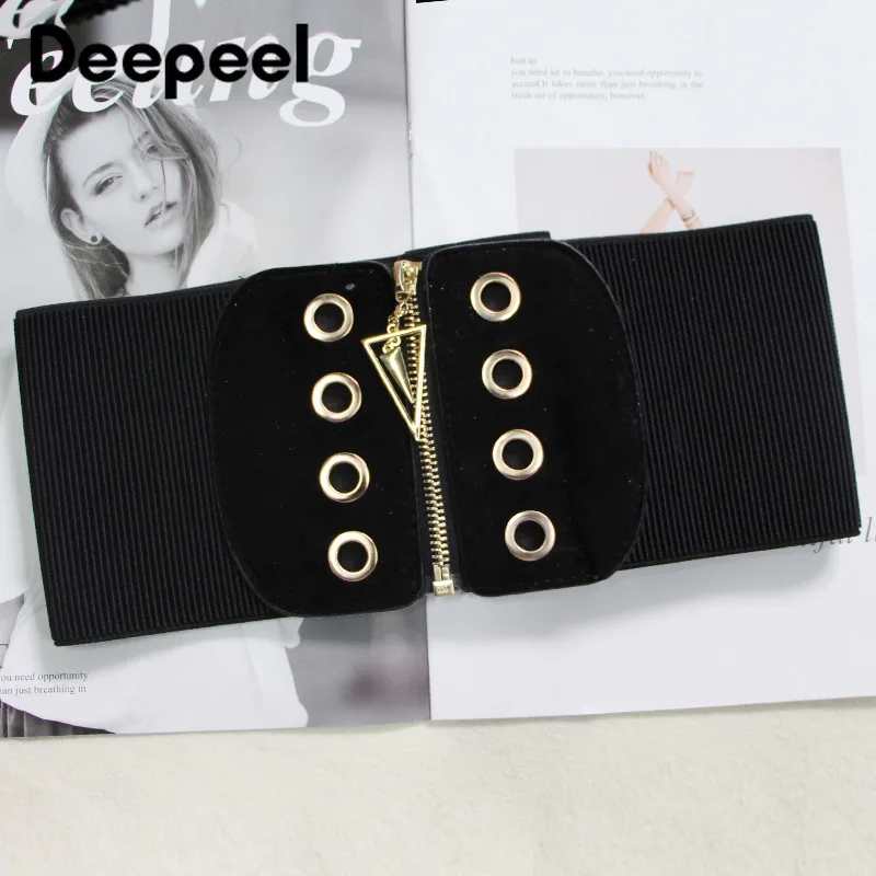Deepeel 1 шт. 12*60-80 см женские эластичные пояса с высокой талией двухрядные металлические отверстия пояс женский s широкий корсет ремни CB609