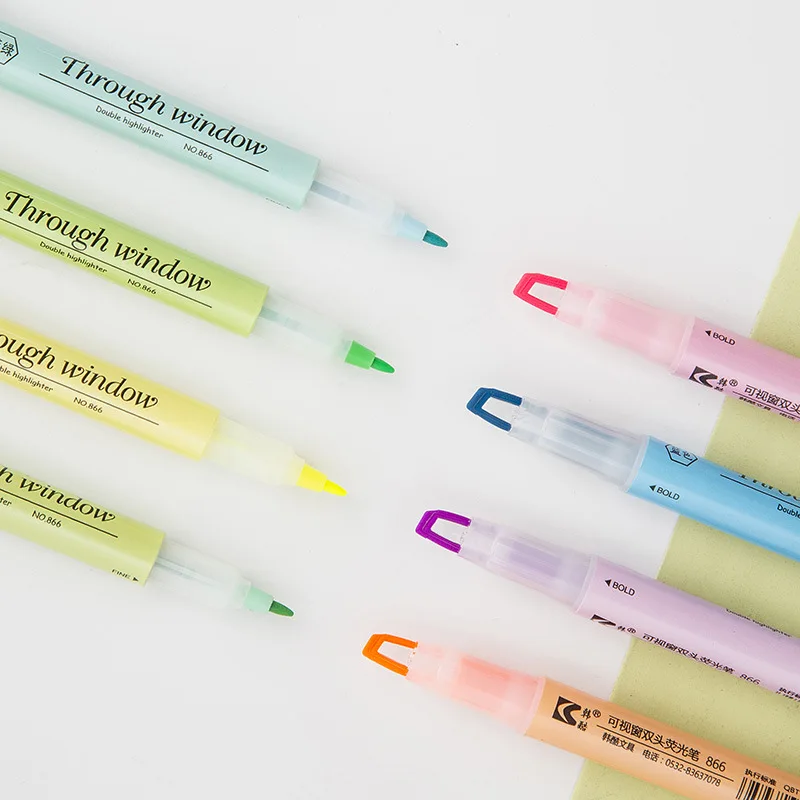 

4 pack/set Double-Headed Visual Highlighters Art Markers Fluorescent Color Pen Fine Liner School Office Stationery