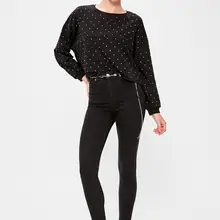 Черные обтягивающие джинсы с высокой талией Trendyol TWOAW20JE0226