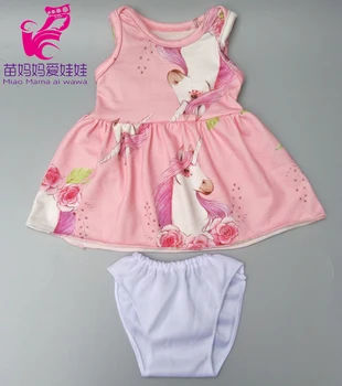 

dropshipping doll Clothes for 43cm baby doll dress pink unicorn doll dress under wear for 18" doll accessory toys clothes
