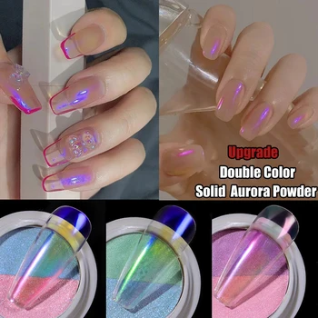 

Double Color Solid Aurora Nail Powders Transparent Holographic Neon Nail Glitters Chameleon Powder Dust Chrome Nail Art Pigments