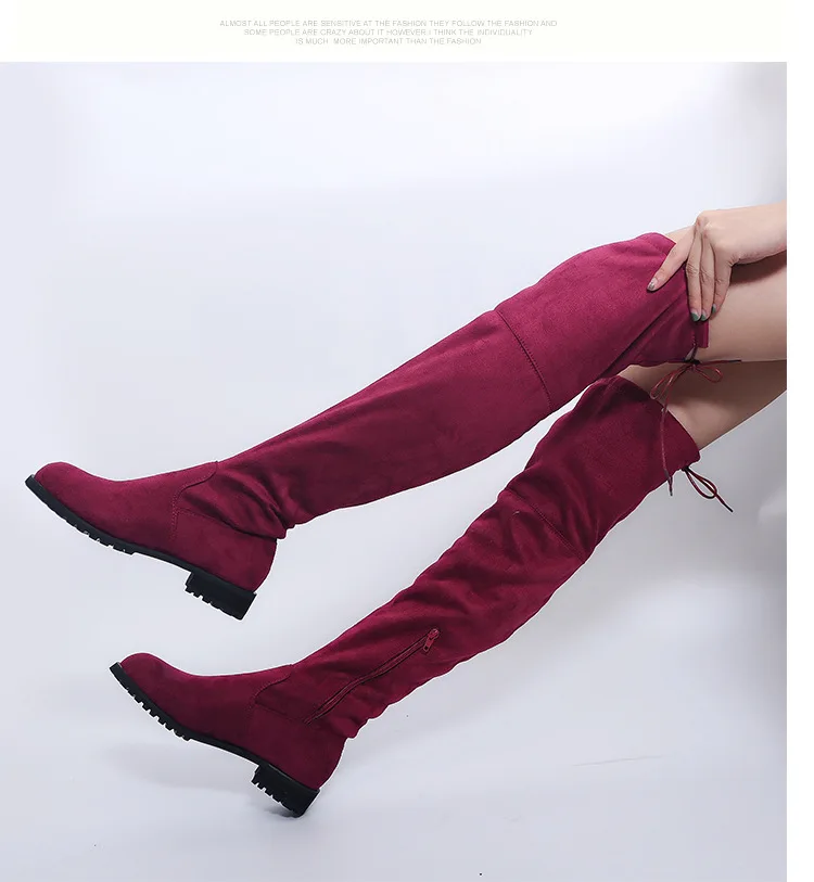 SELLING Thigh High Boots Female Winter Boots Women Over the Knee Boots Flat Stretch Sexy Fashion Shoes New Riding Boots 43