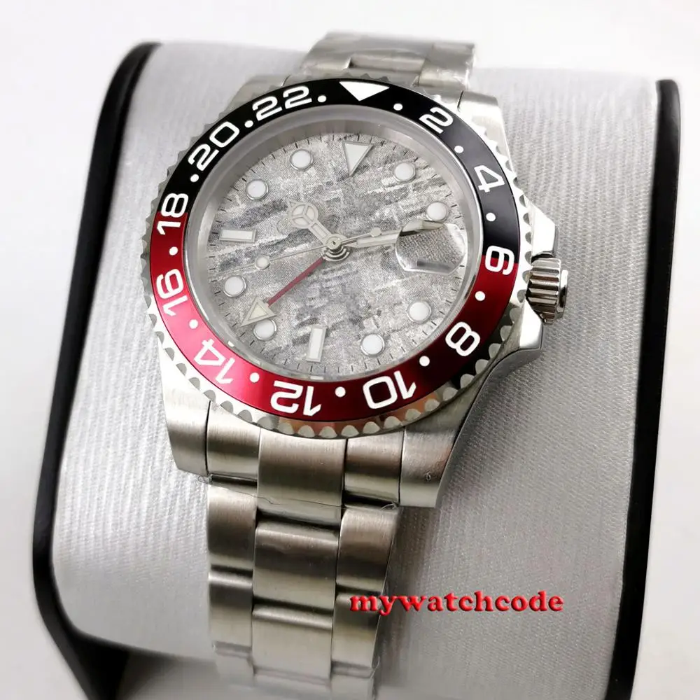 Роскошные мужские часы bliger 40 мм pepsi bezel GMT автоматические черные деловые