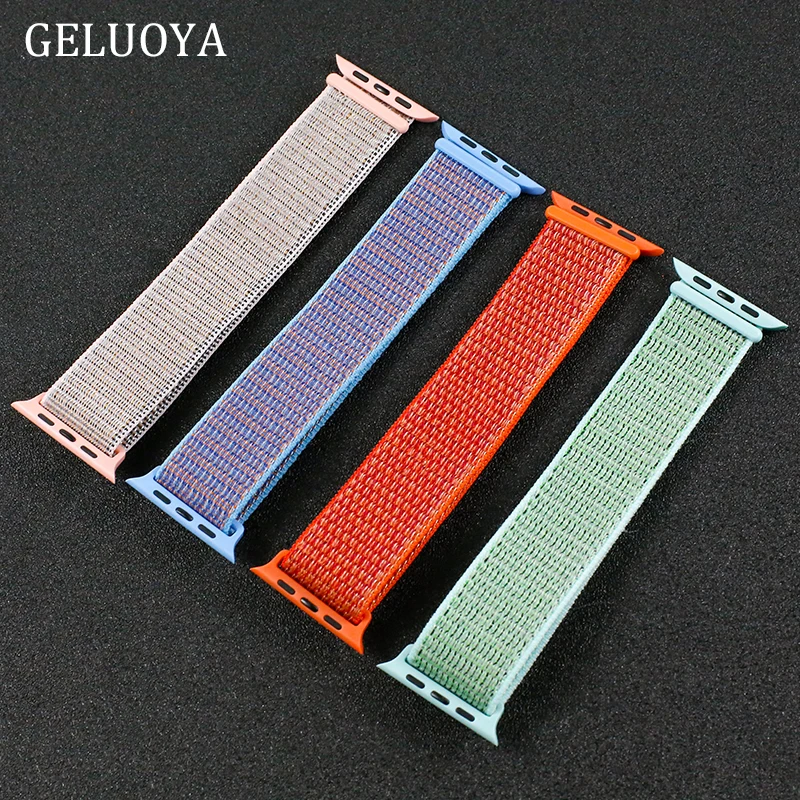 GELUOYA нейлон мягкий дышащий спортивный бесшовный ремешок для наручных часов Apple Watch, версии 5/4/3/2 38 мм 42 мм мягкий для наручных часов iWatch, 40 мм, длина-44 мм, ремешок для часов