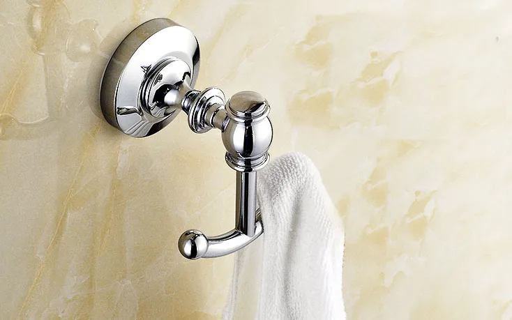 

Bathroom Hardware Accessories Wall Mounted Polished Chrome Brass Robe Hook Dba806