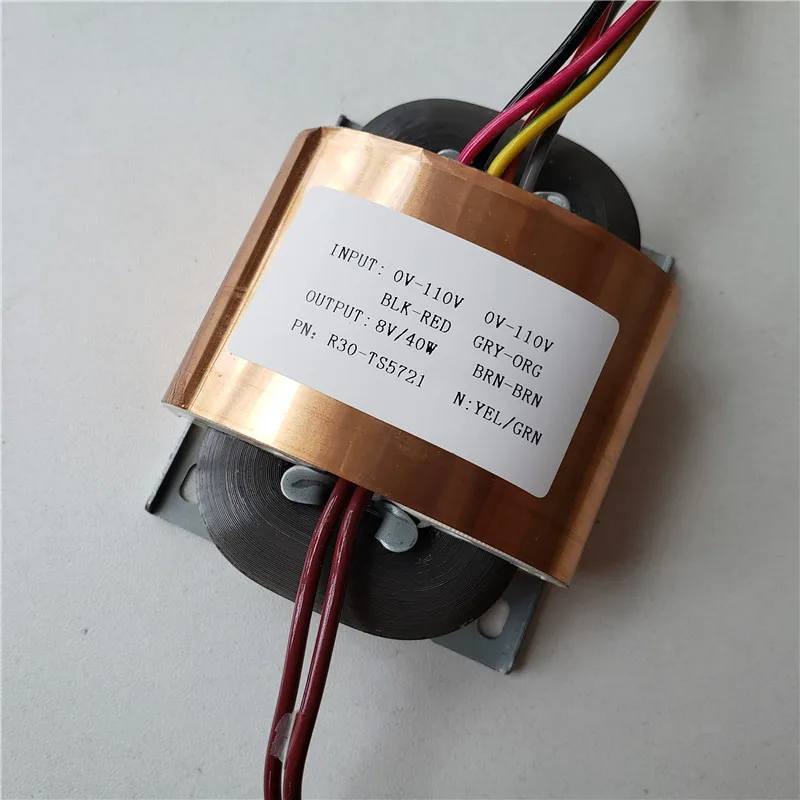 8V 5A R Core трансформатор 40VA R30 пользовательский 2*110V медный щит для предварительного