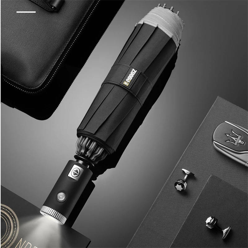 

Zuodu fully automatic reversed umbrella fashion strong windproof folding umbrella rain woemn business men car umbrella with led