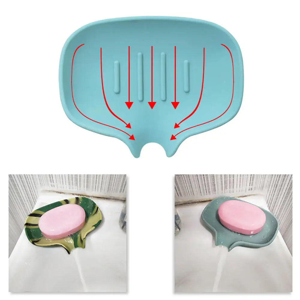 

New Silicone Soap Dish Holder Non slip Bathroom Storage Rack Kitchen Sponge Holder Shower Soap Household Case Container