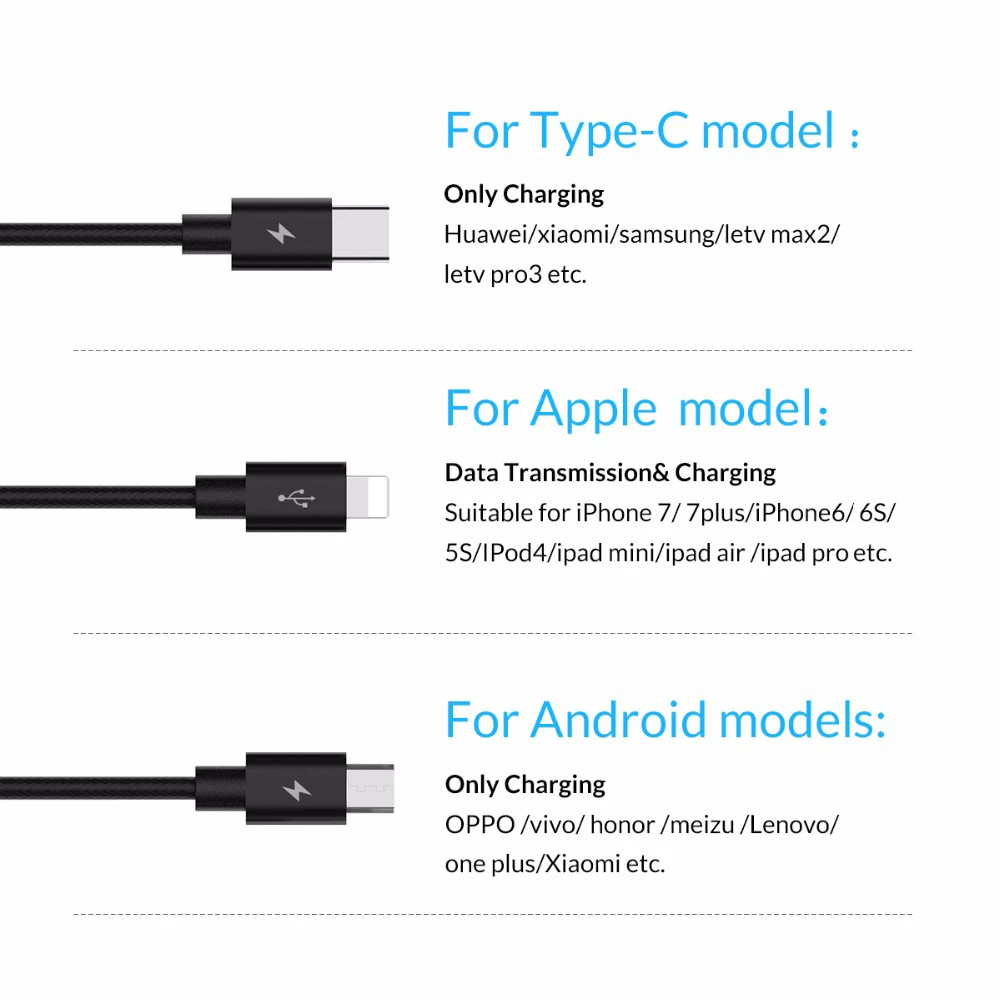 Зарядный кабель ORICO 3 в 1 USB type c А|Кабели для мобильных телефонов| |