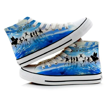 

Unisex Anime Graffiti ONE PIECE Zoro Luffy Group Casual Canvas Shoes hand-painted plimsolls Luffy Flat duck shoes Sneakers
