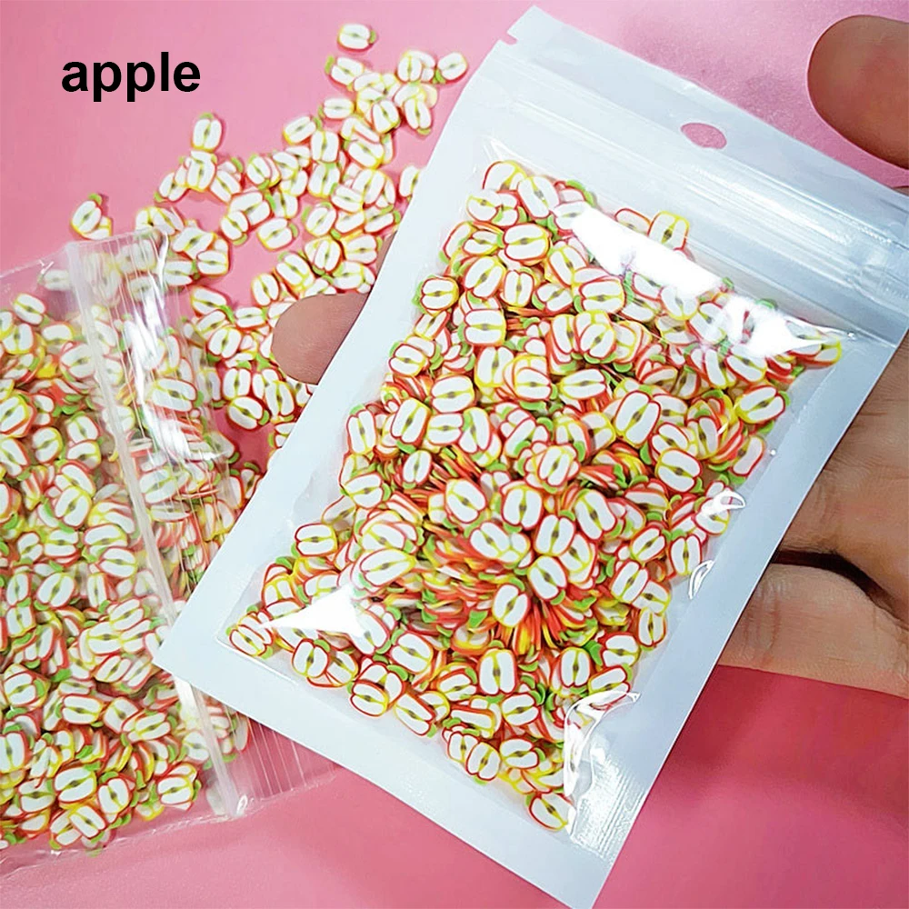 apple 1 упаковка пластилина мягкие керамические фруктовые кусочки Смешанные фруктовые стержни для ногтей ювелирные изделия мобильные косметические накладки слайм DIY маникюрные товары для рукоделия - Цвет: apple