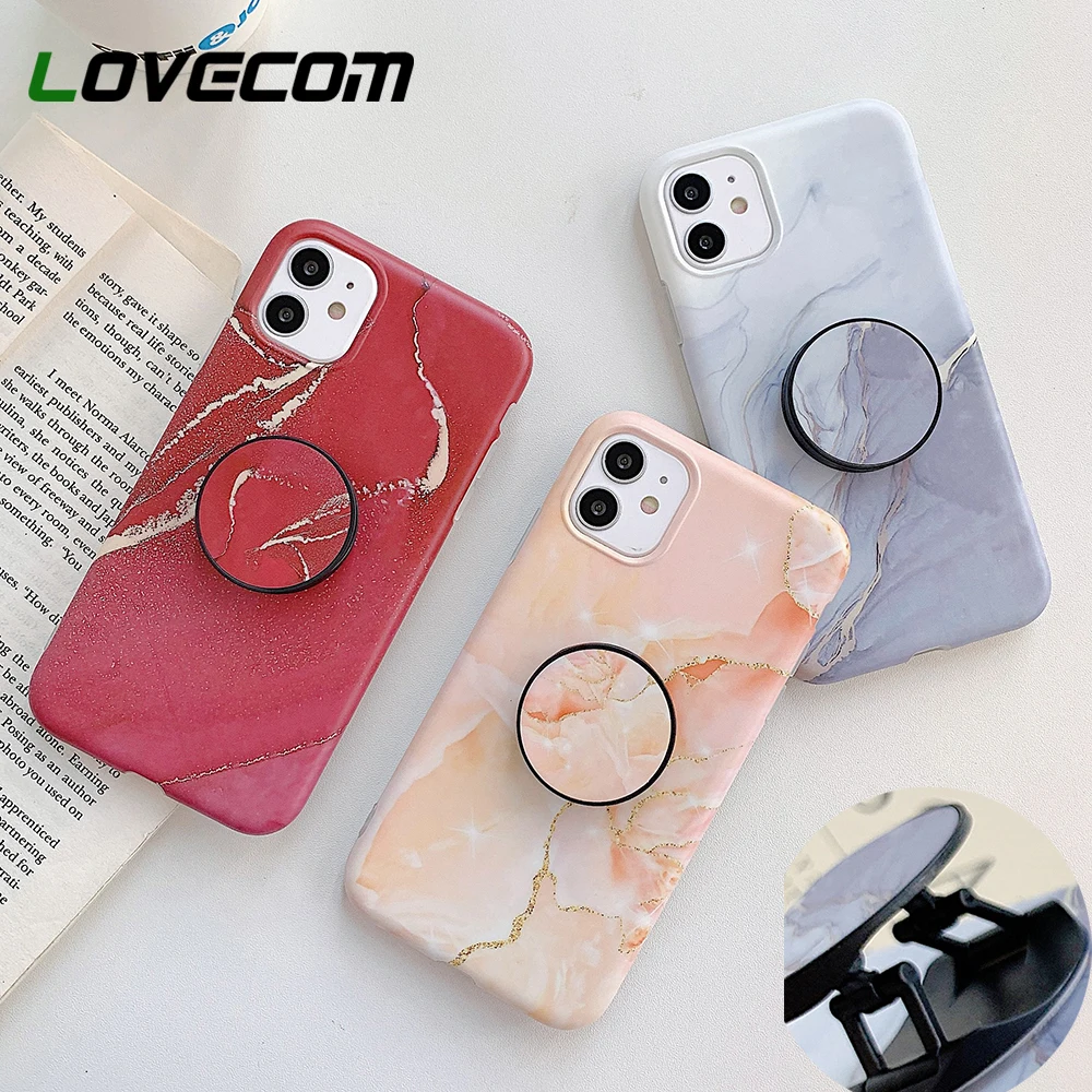 LOVECOM трещина мраморный чехол для телефона с подставкой Держатель iPhone 12 Mini 11 Pro Max XR