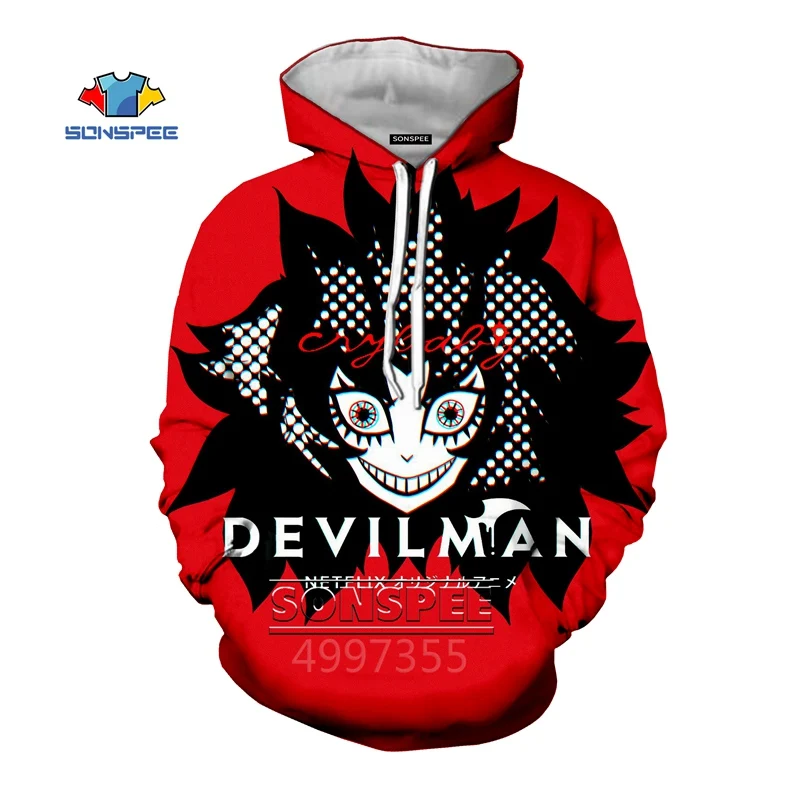 SONSPEE DEVILMAN crybaby/Осенняя модная толстовка для мальчиков и девочек-подростков толстовка с 3D принтом для отдыха, топ с длинными рукавами, пуловер для детей, C155