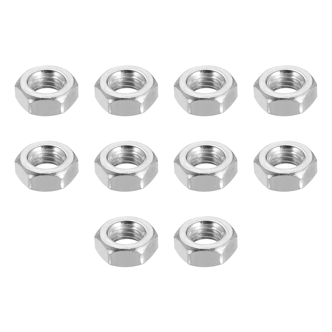 

uxcell 10pcs-300pcs Metric Carbon Steel Hexagon Hex Nut Rivet Coupling Nut Threaded Rod Coupler Silver Tone Black