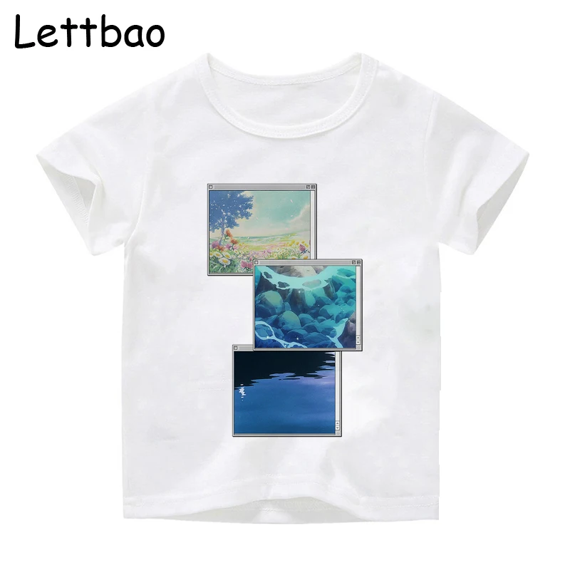 Новые футболки с принтом Vaporwave детские летние повседневные короткими рукавами и