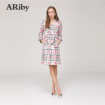 

ARiby Fashion Plaid Print Dress 2019 New Ladies Lapel Polo Collar Long Sleeve Belt Single Breasted Plaid Slim Dress Vestido