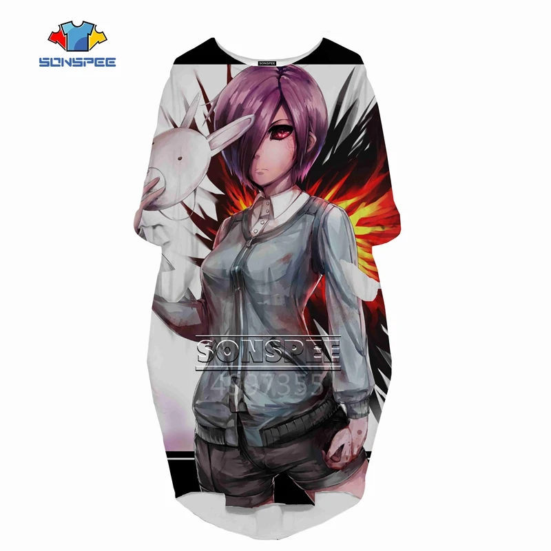 SONSPEE 3D печатных Kirishima Tōka Harajuku женское модное Повседневное платье в стиле хип-хоп высокого качества с длинным рукавом женская одежда для девочек L20