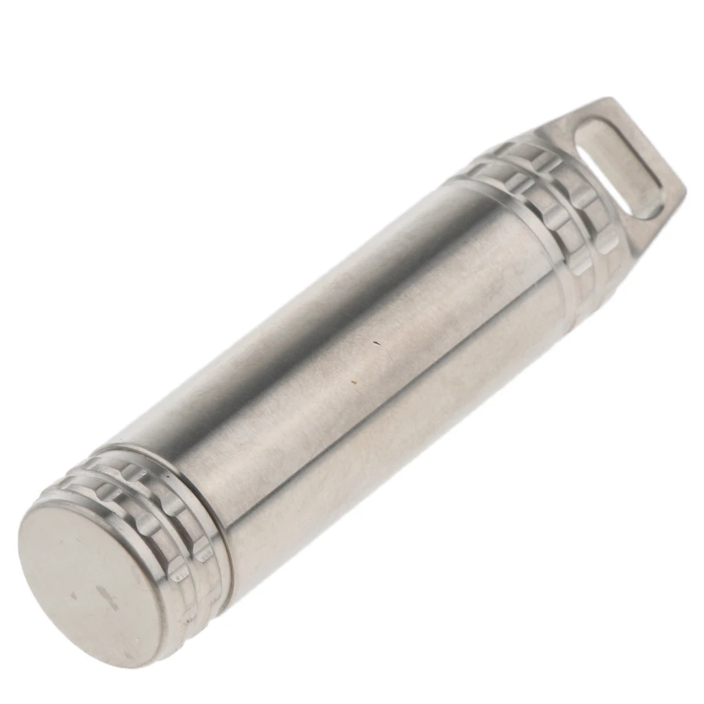 Pill Fob Capsule Keychain Titanium Waterproof Match Case Battery Holder Outdoor Survival Storage Metal Container Dry Box
