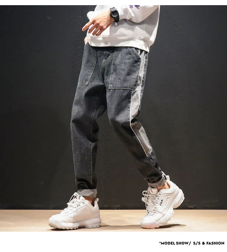 Autumn Pop Jeans Men Large Size Straight Slim Casual Pants Men Cotton Fashion Loose Micro-elastic Jeans Size M-5XL