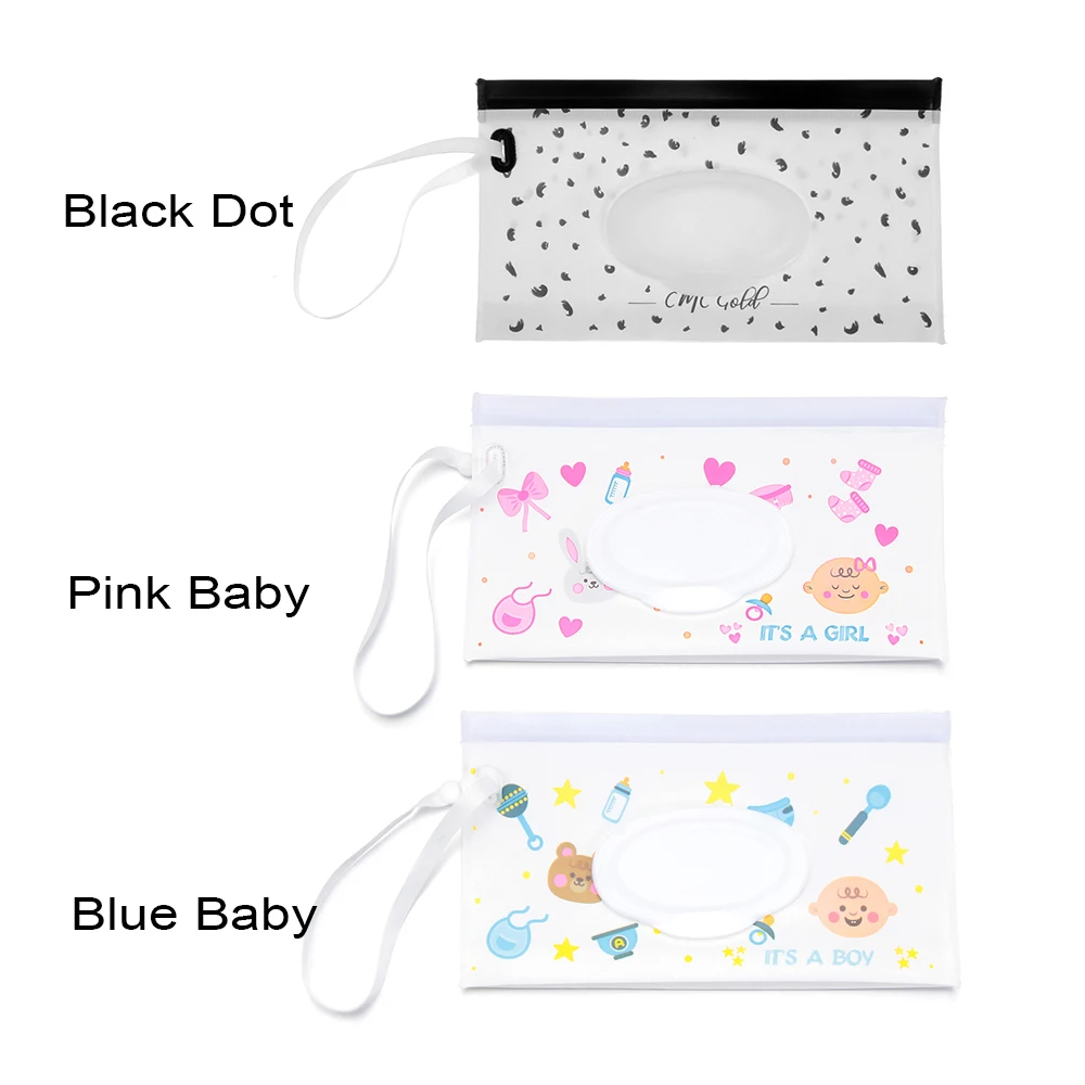 1PC Wet Wipes Bag Portable Flip Cover Snap-Strap Cosmetic Pouch Cute Baby Tissue Box Outdoor Cute Stroller Carrying Case Acces images - 6