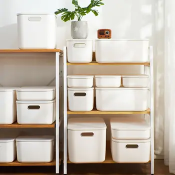 

Large Simple Desktop Storage Box With Cover For Clothes, Snacks, Sundries, Stationery Box, Cosmetics Bathroom Basket