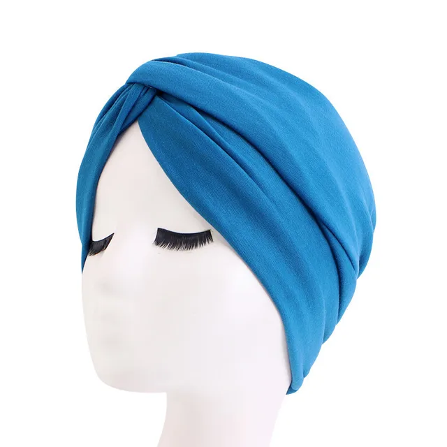 New Muslim Women Pearl Beading Elastic Turban Hat Cancer Cap Head Wrap cotton twist Chemo Cap Beanie Hijab Caps Headwear Teal
